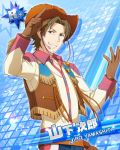  brown_eyes brown_hair character_name cowboy dress hat idolmaster idolmaster_side-m short_hair smile yamashita_jirou 