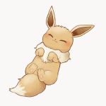  :3 ayu_(mog) blush closed_eyes closed_mouth commentary_request creatures_(company) eevee facing_viewer game_freak gen_1_pokemon grey_background lying nintendo no_humans on_back pokemon pokemon_(creature) simple_background 