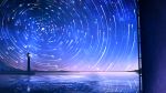  highres ladder lighthouse night night_sky no_humans original outdoors scenery sky smile_(qd4nsvik) star_(sky) starry_sky 