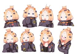  &lt;o&gt;_&lt;o&gt; 1girl :d :t ^_^ abigail_williams_(fate/grand_order) bangs black_bow black_jacket black_shirt blonde_hair blue_eyes blush bow closed_eyes closed_eyes closed_mouth collarbone commentary_request crossed_bandaids crying crying_with_eyes_open expressions facing_viewer fate/grand_order fate_(series) forehead hair_bow hair_bun hands_up head_tilt heroic_spirit_traveling_outfit jacket key long_hair long_sleeves looking_at_viewer multiple_views nose_blush open_clothes open_jacket open_mouth orange_bow parted_bangs parted_lips pikunoma polka_dot polka_dot_bow pout shirt sleeves_past_fingers sleeves_past_wrists smile star surprised tears v-shaped_eyebrows wavy_mouth 