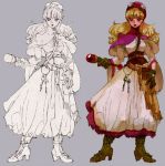  1girl blonde_hair boots breasts commentary_request curly_hair dragon_quest dragon_quest_ii dress gloves goggles goggles_on_headwear high_heel_boots high_heels hood long_hair pouch princess princess_of_moonbrook solo staff weapon white_dress white_robe 