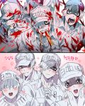  4boys :d bangs biting blood blood_on_face bloody_clothes blue_eyes blush character_name clothes_writing flat_cap gloves grey_eyes hair_over_eyes hair_over_one_eye hands_on_own_face hat hataraku_saibou heart highres holding jacket korean long_sleeves male_focus mery_(apfl0515) multiple_boys open_mouth parted_bangs round_teeth simple_background smile teeth translation_request u-1146 u-2048 u-2626 u-4989 uniform upper_teeth white_background white_blood_cell_(hataraku_saibou) white_gloves white_hair white_hat white_jacket wide-eyed 