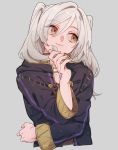  1girl brown_eyes closed_mouth female_my_unit_(fire_emblem:_kakusei) fire_emblem fire_emblem:_kakusei grey_background itou_(very_ito) long_sleeves my_unit_(fire_emblem:_kakusei) nintendo robe simple_background solo twintails upper_body white_hair 