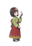  absurdres black_hair creatures_(company) erika_(pokemon) flower_petal game_freak green_kimono gym_leader highres japanese_clothes kimono nintendo pokemon pokemon_(game) pokemon_lgpe sandals 