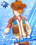  blush character_name cowboy dress hat idolmaster idolmaster_side-m kazuki_tsukumo orange_hair red_eyes short_hair 