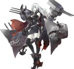  1girl anchor cape character_request claws fangs gauntlets green_eyes kantai_collection konishi_(koconatu) machinery official_art shinkaisei-kan thigh-highs turret white_hair 