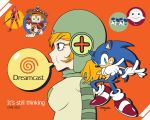  anniversary chu_chu_rocket game_console green_eyes grin gum_(jsr) highres hucaseal jet_set_radio phantasy_star phantasy_star_online_2 pointing samba_de_amigo sega sega_dreamcast smile sonic sonic_the_hedgehog 