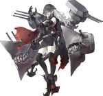  1girl anchor cape character_request claws fangs gauntlets kantai_collection konishi_(koconatu) machinery official_art shinkaisei-kan thigh-highs turret visor visor_cap 