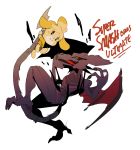  1girl absurdres animal_ears claws copyright_name dog_ears dog_tail doubutsu_no_mori fighting highres horns kendy_(revolocities) looking_at_another metroid monster nintendo ridley shizue_(doubutsu_no_mori) simple_background skirt smile super_smash_bros. super_smash_bros_ultimate tail tail_grab talons topknot wings 