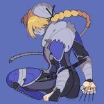  1girl androgynous ass bandage blonde_hair braid hair_over_one_eye hat highres long_hair mask nintendo pointy_ears red_eyes reverse_trap sheik solo super_smash_bros. surcoat the_legend_of_zelda the_legend_of_zelda:_ocarina_of_time turban yasaikakiage 