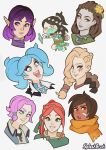  artist_name bandaid bandaid_on_face bangs bare_shoulders black_hair blonde_hair blue_eyes blue_hair braid brown_hair cassie_(paladins) dark_skin earrings evie_(paladins) flower green_eyes green_hair hair_flower hair_ornament hairlocs highres inara_(paladins) jewelry kinessa light_smile lips long_hair maeve_(paladins) multicolored_hair multiple_girls paladins parted_bangs pink_hair pointy_ears ponytail purple_hair redhead short_hair side_ponytail single_braid skye_(paladins) sleeveless smile splashbrush twintails two-tone_hair tyra_(paladins) very_long_hair violet_eyes ying_(paladins) 