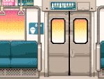  bench door hand_grip indoors lowres no_humans original pixel_art sliding_doors toyoi_yuuta train_interior 