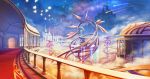  bird carpet castle fantasy highres night night_sky no_humans original outdoors railing rapt_(47256) scenery shooting_star sky star_(sky) starry_sky 