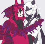  2girls black_gloves black_hair black_sclera blue_eyes creatures_(company) game_freak gen_3_pokemon gen_5_pokemon glalie gloves gradient_hair horns insect_girl japanese_clothes kimono multicolored_hair multiple_girls nintendo personification pokemon redhead scolipede shikkoku_neko yellow_eyes 