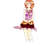  1girl brown_hair closed_mouth glasses highres looking_at_viewer low_twintails moromoro plaid plaid_vest school_uniform semi-rimless_eyewear shirt short_hair solo touhou twintails usami_sumireko vest 