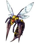  antennae bee beedrill bug creatures_(company) flying fukurou_(owl222) full_body game_freak gen_1_pokemon highres insect mega_beedrill mega_pokemon nintendo no_humans pokemon pokemon_(creature) simple_background solo white_background wings 