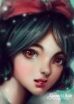  1girl bangs black_hair brown_eyes commentary copyright_name highres lips looking_at_viewer nose parted_bangs parted_lips portrait red_lips snow_white_(disney) snow_white_and_the_seven_dwarfs solo 