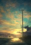  highres mks no_humans original outdoors power_lines road road_sign scenery sign sky sunset 