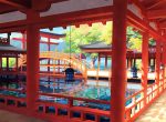  bridge day fish lantern no_humans original outdoors pond railing scenery toichi_(ik07) torii 