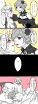  1boy 1girl 4koma ?? abs afterglow aftersex akujiki_musume_conchita_(vocaloid) banica_conchita bed bed_sheet blush breasts chin_grab choker cleavage closed_eyes comic corset detached_sleeves dress embarrassed evillious_nendaiki flower greyscale hair_flower hair_ornament hand_on_another&#039;s_back hand_on_another&#039;s_chin hand_on_another&#039;s_neck hetero highres imminent_kiss itoko_(i_t_k) kagamine_len large_breasts leaning_forward lips lipstick lying makeup meiko monochrome naked_sheet nervous on_stomach pillow pollo_(evillious_nendaiki) ruined_for_marriage short_hair short_ponytail sweatdrop toned toned_male translation_request vocaloid wall_slam wavy_mouth 