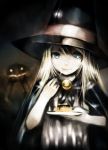  blue_eyes cape eating hat kei_(artist) long_hair lowres original pudding witch_hat 