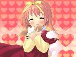  akihime_sumomo blush closed_eyes heart hug nanatsuiro_drops red_hair redhead ribbon ribbons smile yuki-chan 