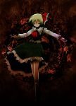  darkness fujisaki_hikari hair_ribbon highres outstretched_arms red_eyes ribbon rumia spread_arms touhou 