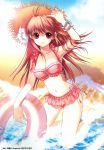  bikini d_myo highres red_eyes red_hair redhead shirahane_nao swimsuit water 