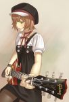  choker guitar hat instrument original ribbon ribbons short_hair terumii yellow_eyes 