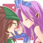  1girl angela blush brown_hair couple duran imahia purple_hair saihia seiken_densetsu seiken_densetsu_3 