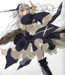  bad_id doll_joints dress frills hairband kneehighs red_eyes rozen_maiden silver_hair socks suigintou sword weapon wings 