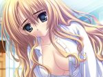  blue_eyes breasts cleavage long_hair norita smile 