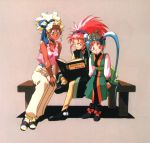  blue_eyes blue_hair book facial_mark forehead_mark hairband hakubi_washuu kuramitsu_mihoshi masaki_sasami_jurai red_eyes ryo-ohki ryou-ouki scan spiked_hair spiky_hair tenchi_muyo tenchi_muyou! twintails 