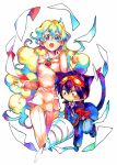  armband awa-san awa_(awaawa) blazer cat cat_ears chibi curly_hair drill formal goggles goggles_on_head kemonomimi_mode long_hair multicolored_hair nia_teppelin open_mouth simon suit tail tengen_toppa_gurren_lagann 