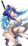  blue_hair goda judith long_hair pointy_ears solo staff tales_of_(series) tales_of_vesperia twintails weapon 