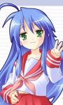  blue_hair green_eyes izumi_konata long_hair lowres lucky_star school_uniform 