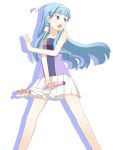  bangs blue_hair blunt_bangs kannagi long_hair masuneko nagi skirt wand 