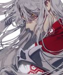  1boy bangs closed_mouth commentary_request facial_mark forehead_mark from_side highres inuyasha japanese_clothes long_hair looking_at_viewer mgmg_1012 pointy_ears profile sesshoumaru silver_hair solo yellow_eyes 