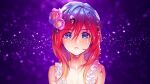  1girl artist_request blue_eyes character_request commentary_request copyright_request highres long_hair looking_at_viewer multicolored_hair non-web_source orange_hair purple_hair raian redhead solo source_request water_drop wet 