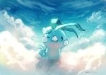  above_clouds altaria bird blue blue_sky clouds cloudy_sky commentary_request creatures_(company) day fluffy game_freak gen_3_pokemon looking_at_viewer manino_(mofuritaionaka) nintendo one_eye_closed outdoors pokemon signature sky swablu 