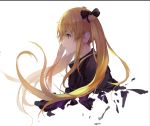 1girl bangs black_bow blonde_hair bow cropped_torso eyebrows_visible_through_hair from_side girls_frontline hair_between_eyes hair_bow hoshino_arika long_hair looking_away parted_lips profile shiny shiny_hair sidelocks simple_background solo twintails ump9_(girls_frontline) upper_body white_background 