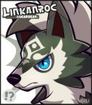  !? artist_name blue_eyes creatures_(company) game_freak gen_7_pokemon green_fur link_(wolf) lycanroc nintendo pokemon pokemon_(game) the_legend_of_zelda the_legend_of_zelda:_twilight_princess twilight white_fur wolf woofzilla 