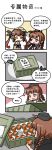  2girls 4koma ammo_box battle_rifle chinese_commentary chocolate comic dsr-50_(girls_frontline) food girls_frontline gun hat highres ice ice_cream m14 m14_(girls_frontline) multiple_girls rifle shenqi_huoji speech_bubble twintails weapon 
