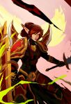  1girl armor blood_elf_(warcraft) colored_sclera destr elf glowing glowing_eyes green_eyes green_sclera highres holding holding_sword holding_weapon lady_liadrin pointy_ears ponytail redhead shield shoulder_armor sketch sword tabard warcraft weapon world_of_warcraft 