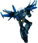  1boy arm_cannon blue_eyes charging_(attack) decepticon glowing insignia machinery mecha megatron megatron_(shattered_glass) miyako_nagi no_humans oldschool open_mouth robot science_fiction shoulder_cannon transformers transformers_shattered_glass weapon white_background wings 