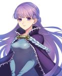  1girl blue_dress cloak closed_mouth dress fire_emblem fire_emblem:_fuuin_no_tsurugi kokouno_oyazi long_hair long_sleeves nintendo purple_hair simple_background sofiya solo upper_body violet_eyes white_background 