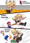  &gt;_&lt; 1girl 2boys anklet armlet armpits arms_up axe blonde_hair blush bowser bowsette bracelet breasts brooch collar commentary_request crown earrings facial_hair falling genderswap genderswap_(mtf) go_kart highres horns jewelry jumping konno_tohiro large_breasts lava leotard long_hair mario super_mario_bros. mario_kart molten_rock multiple_boys mustache new_super_mario_bros._u_deluxe nintendo open_mouth overalls ponytail sharp_teeth spiked_bracelet spiked_collar spiked_shell spikes super_crown super_mario_64 super_mario_bros. swinging tail tail_grab tears teeth thigh-highs toad turtle_shell wrist_cuffs 