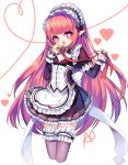  1girl apron demon_girl elsword heart heart-shaped_pupils long_hair luciela_r._sourcream maid maid_apron maid_headdress open_mouth pointy_ears red_eyes redhead ribbon symbol-shaped_pupils utm 