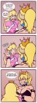  2girls 3koma angry armlet bare_shoulders batman_(series) black_nails blonde_hair blue_eyes bowser bowsette bracelet captain_jerkpants collar collarbone comic constricted_pupils crown dress earrings elbow_gloves english face-to-face fingernails genderswap genderswap_(mtf) gloves grin half-closed_eyes hand_on_another&#039;s_shoulder hand_up height_difference highres horns jewelry long_hair looking_at_another super_mario_bros. multiple_girls nail_polish new_super_mario_bros._u_deluxe nintendo open_mouth parody pink_dress pointing ponytail princess_peach puffy_short_sleeves puffy_sleeves sharp_fingernails sharp_teeth short_sleeves simple_background smile sound_effects spiked_armlet spiked_bracelet spiked_collar spikes strapless super_crown super_mario_bros. teeth the_dark_knight_rises upper_body wide-eyed 