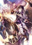  1boy 1girl armor black_hair boots brown_eyes brown_footwear brown_gloves clouds dragon dress father_and_daughter feathers fire_emblem fire_emblem:_kakusei fire_emblem_heroes gloves holding holding_lance holding_sword holding_weapon hood hood_down lance lightning long_sleeves male_my_unit_(fire_emblem:_kakusei) mark_(female)_(fire_emblem) mark_(fire_emblem) my_unit_(fire_emblem:_kakusei) nintendo open_mouth pegasus pegasus_knight polearm riding short_dress short_hair sky sword thigh-highs twitter_username weapon white_hair wyvern xin_(24914) zettai_ryouiki 